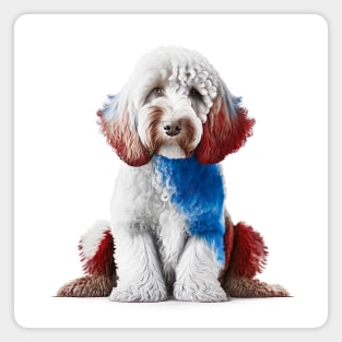 [AI Art] Red, blue and white Labradoodle Magnet